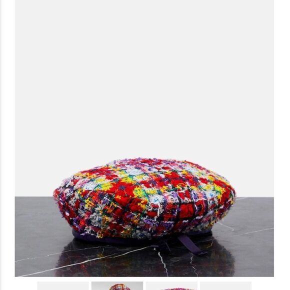 GUCCI LAME BERET CAP Check Lame Multicolour Tweed $610